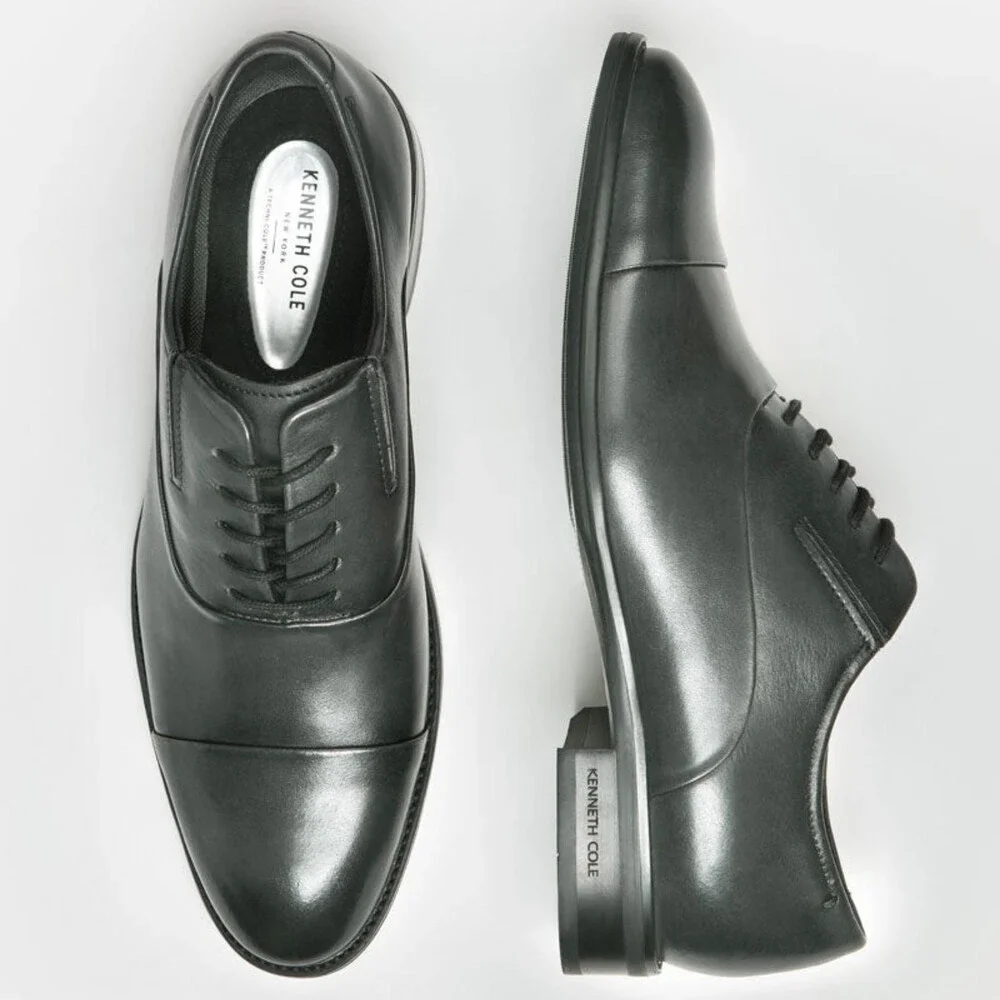 Kenneth Cole Tully Oxford Men's US 11 W Dark Gray Cap Toe Dress Shoes ZOGG3731